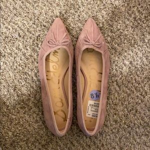 Pink Suede Ballerina Slippers.